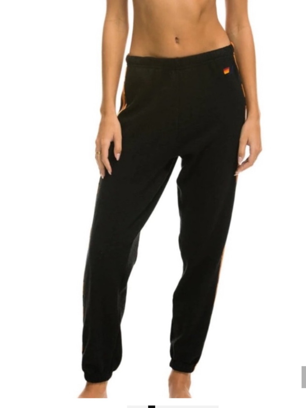 Aviator Nation CHEETAH STRIPE SWEATPANTS - BLACK CHEETAH Size Small